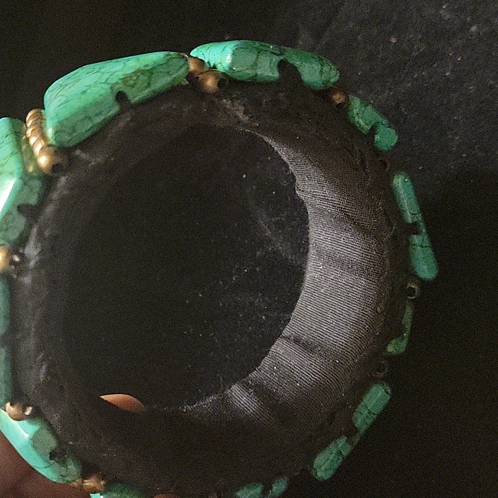 Ooak Turquoise Stretch Opened Cuff Bangle Nwot - image 3